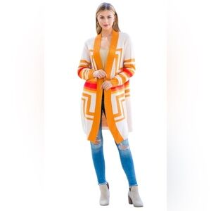 Harmony In Nature tribal pattern open cardigan Size M —#006